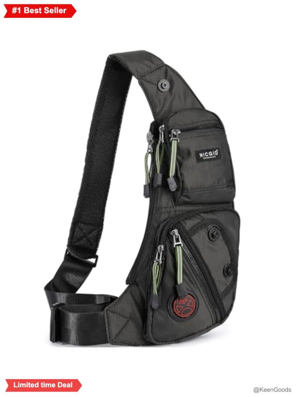 NICGID Sling Bag Chest Shoulder Backpack Crossbody Daypack Nylon